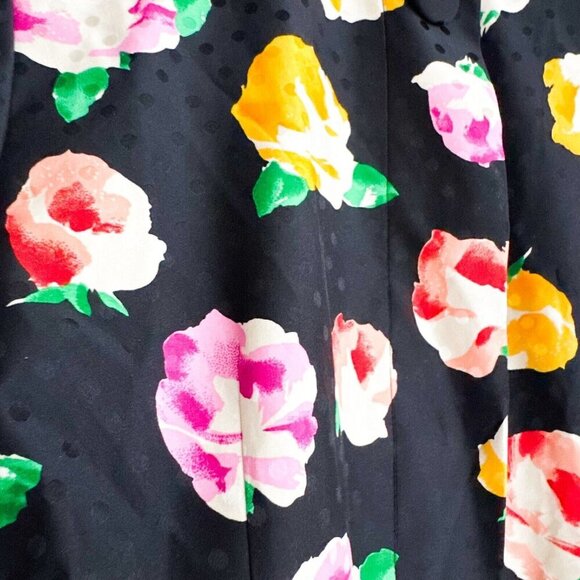 Vintage Silk Polka Dot Floral Blazer M - Picture 7 of 11